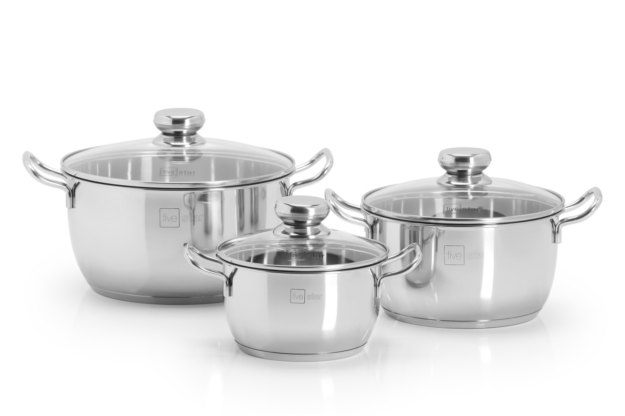 Bộ nồi inox 430 bếp từ Fivestar 3 chiếc nắp inox