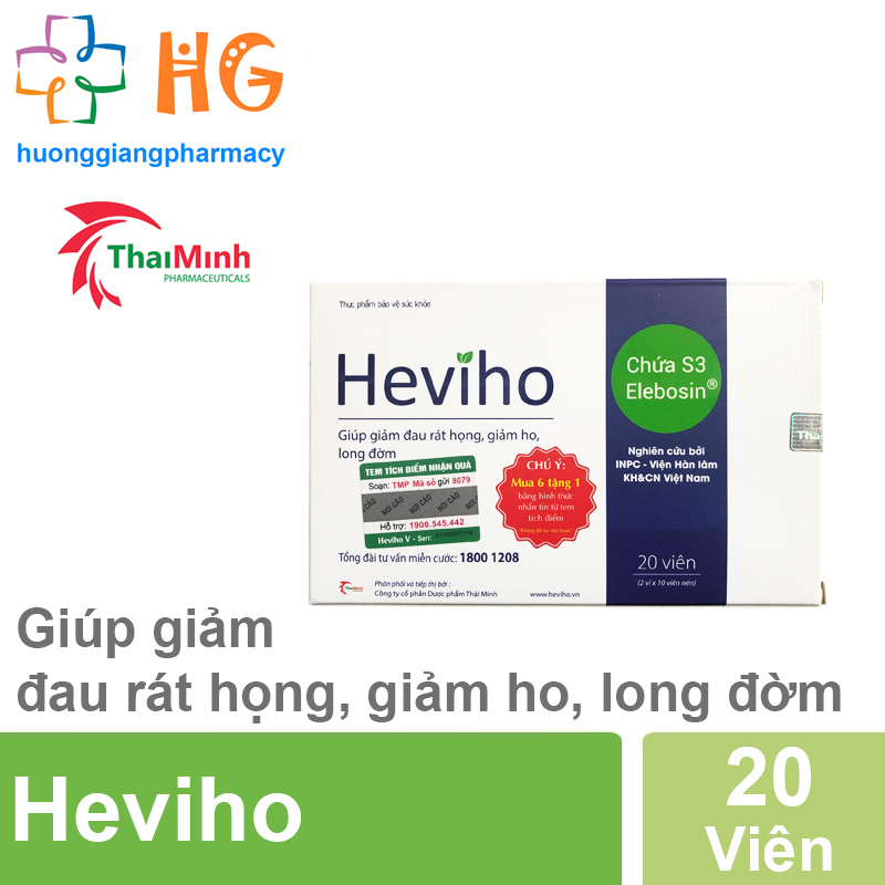 Viên uống Heviho - Hỗ trợ điều trị viêm đường hô hấp cấp và mãn tính Hộp