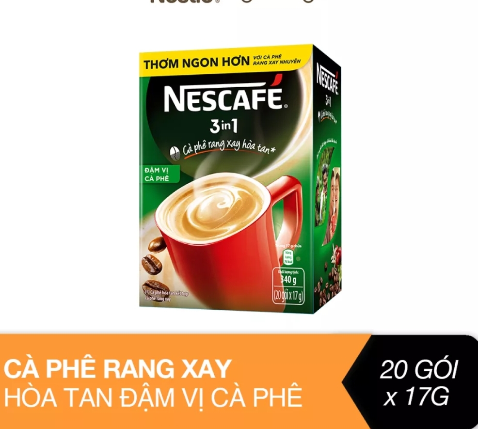 (HCM) CÀ PHÊ HÒA TAN 3 TRONG1 1 NESCAFE ĐẬM VỊ CÀ PHÊ (HỘP 20 GÓI 17GR)