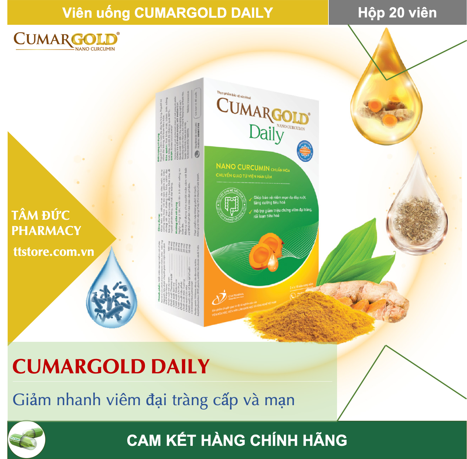 HCMCUMARGOLD DAILY Hộp 20 viên - Hỗ trợ cho người viêm bệnh đại tràng cấp