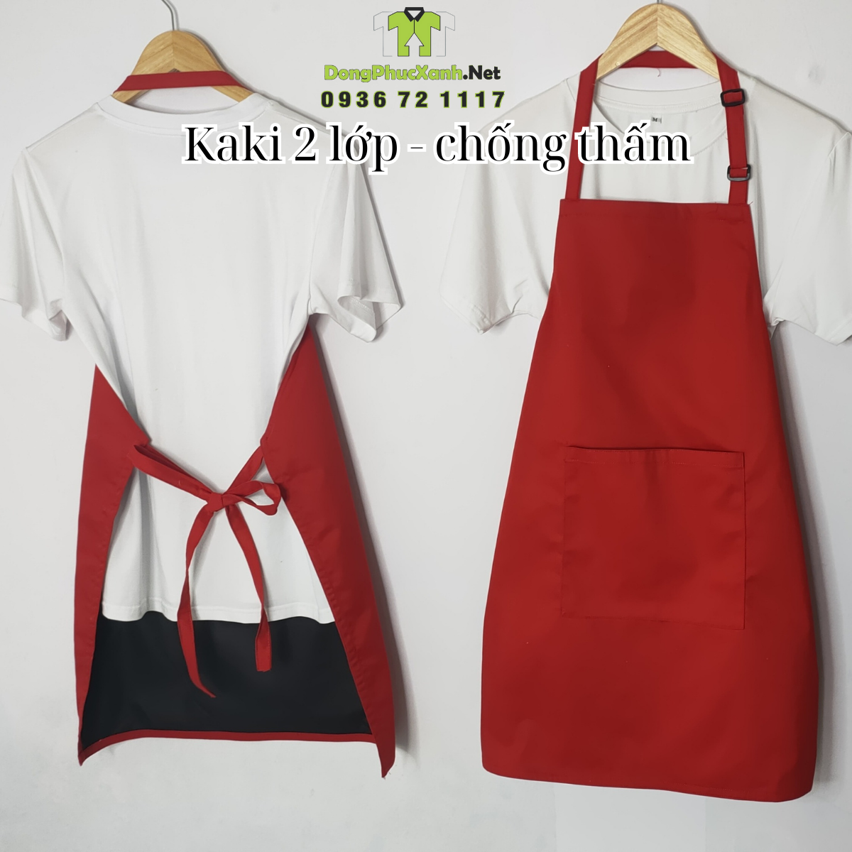 Tạp dề màu Đỏ Đô Hàng Cao Cấp