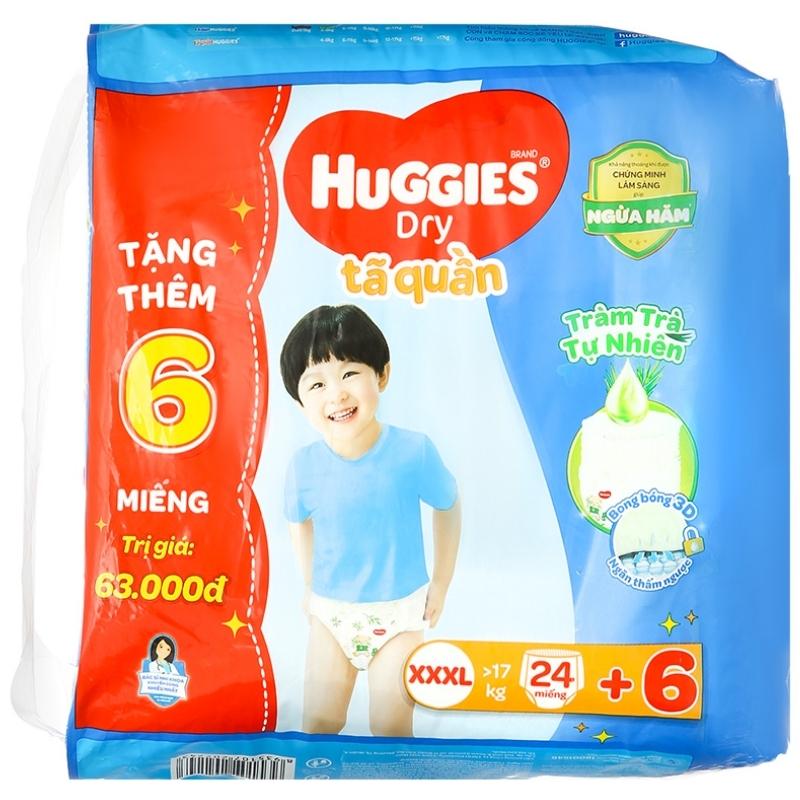 Tã/bỉm quần HUGGIES DRY XXXL22+6 cho bé trên 17kg