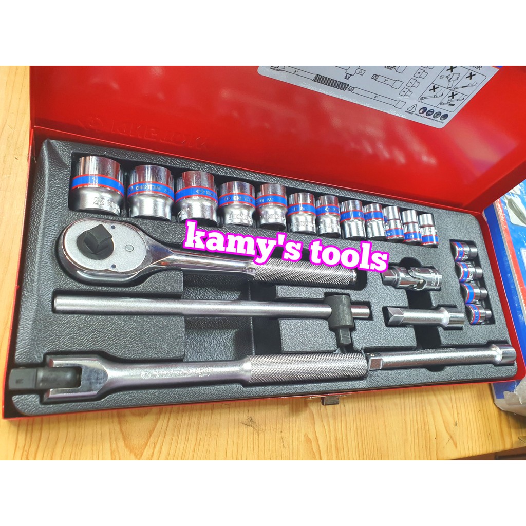 Bộ tuýp khẩu 3/8 inch 6 cạnh 6-22mm 22 chi tiết Kingtony 3523MR