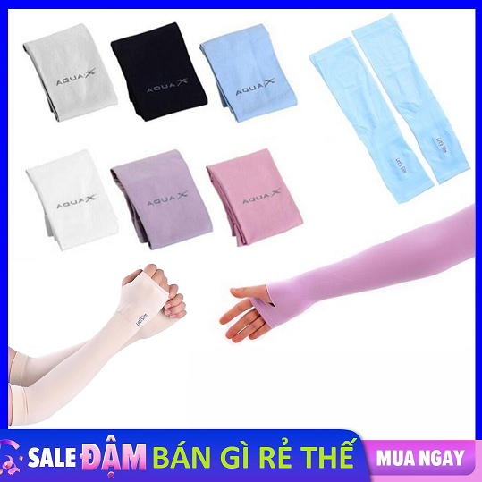 [HCM]Găng tay chống nắng xỏ ngón Aqua-X Hàn Quốc - Bao tay đi phượt Letslim Siêu Mát chống tia UV - Ống tay đi xe máy phong cách