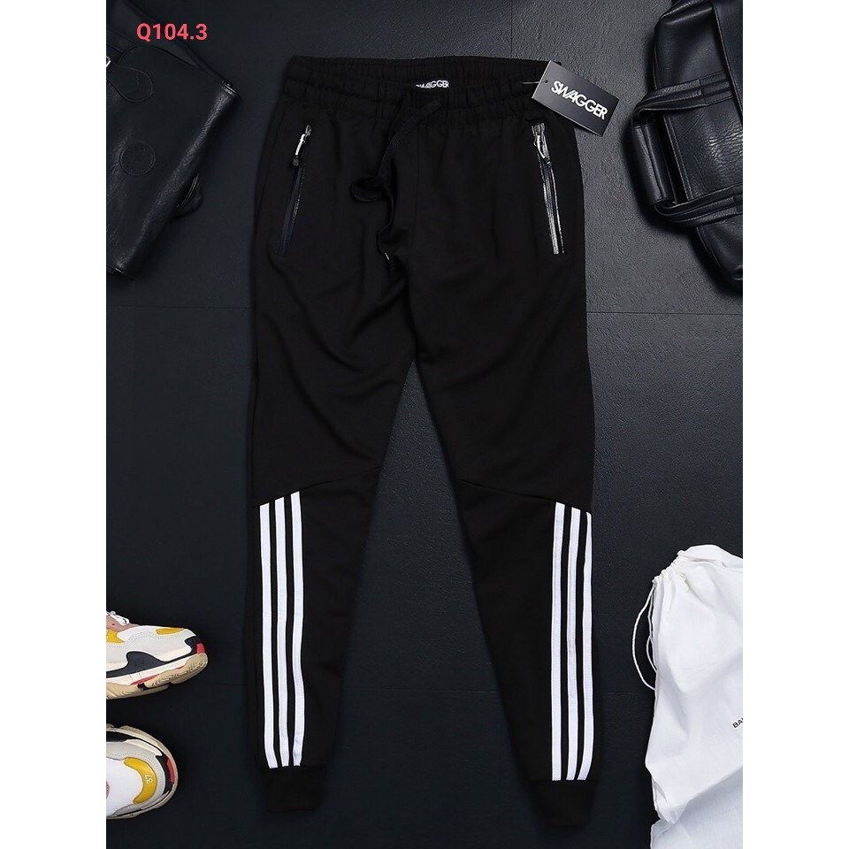 (CÓ VIDEO ) Quần jogger nam thể thao cạp thun dây rút tiện dụng phong cách Mới kiểu dáng 3 sọc thời trang 104 S0