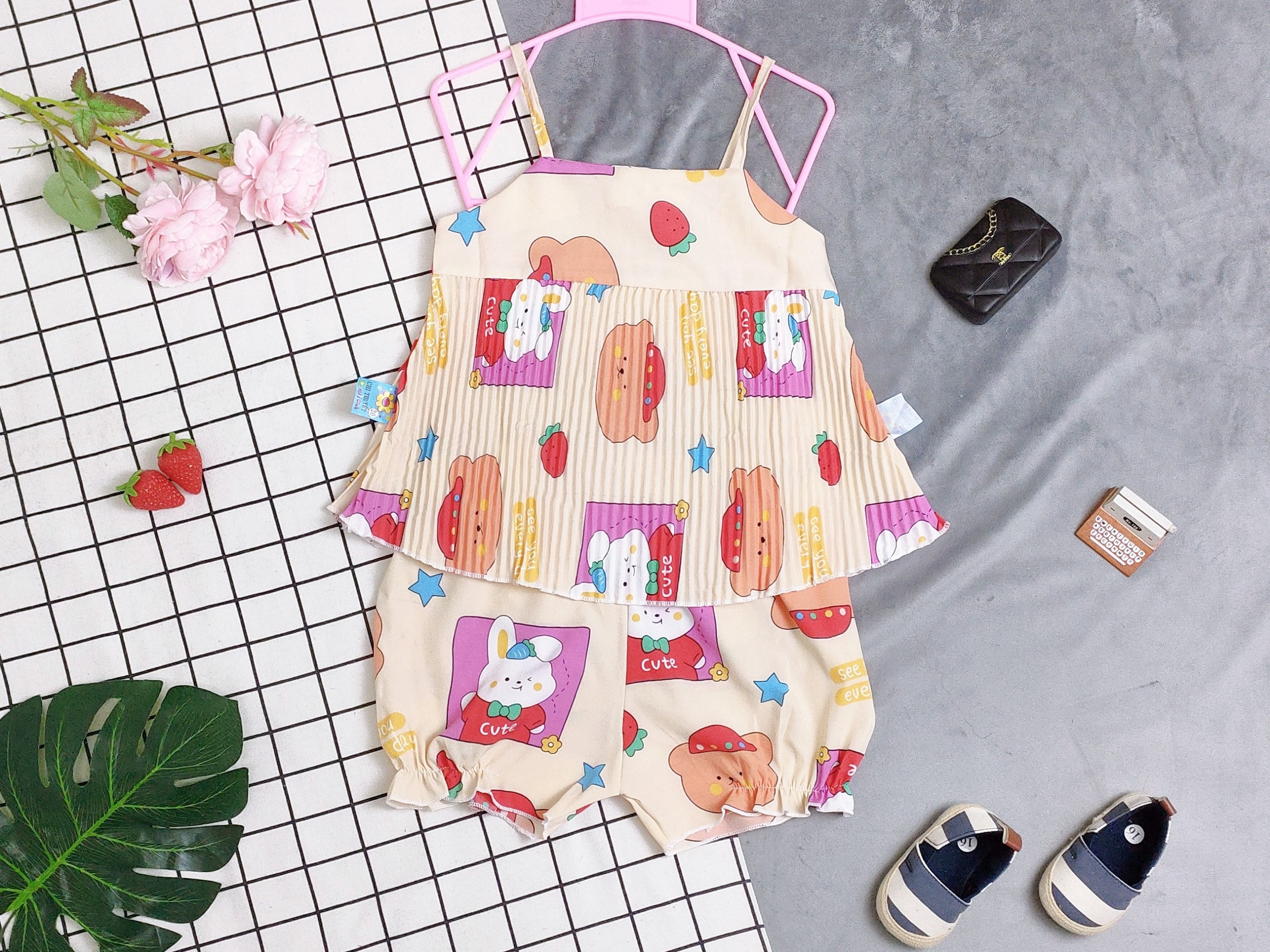 Bộ Lụa Dây Xếp Li Bé (12-18kg) (giao màu ngẫu nhiên)