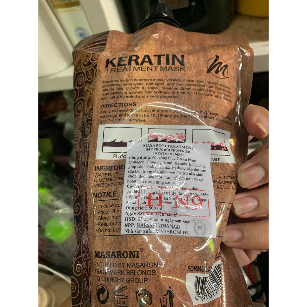 KEM HẤP Ủ TÓC MASARONI KERATIN TREATMENT MASK 500ML