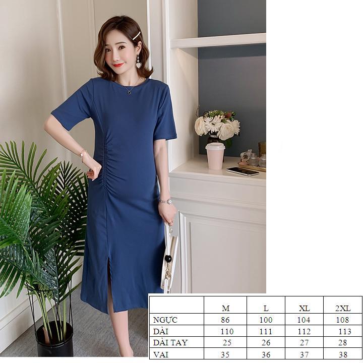 [HCM]Đầm bầu thun body sành điệu xanh
