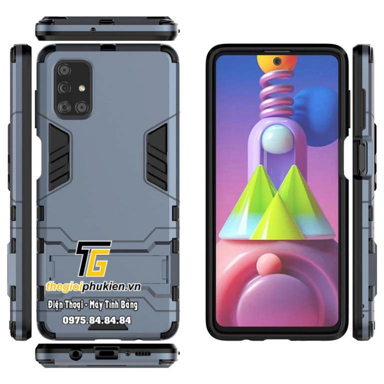 Ốp lưng Samsung Galaxy M51 chống sốc Iron man có chân dựng máy