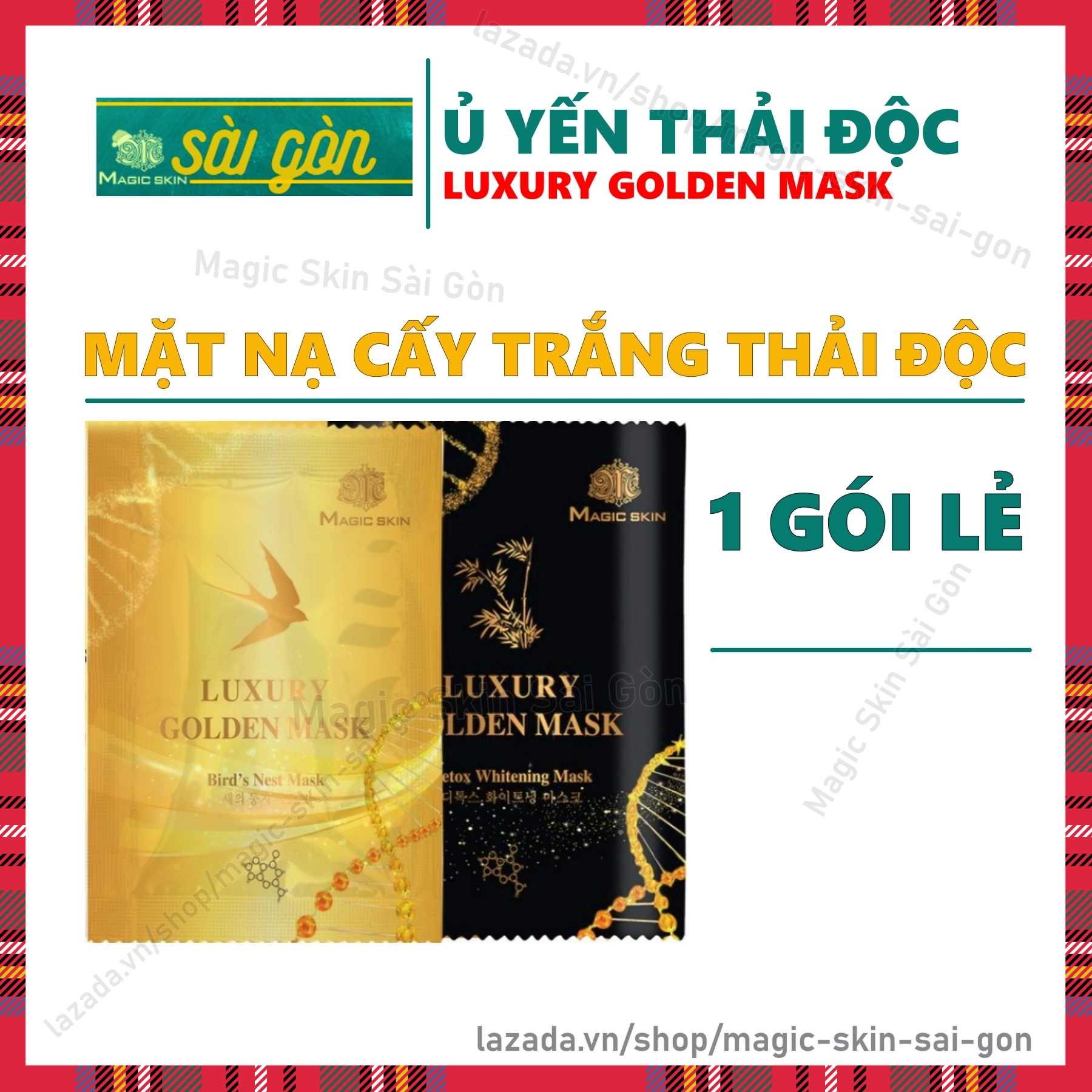 [01 GÓI LẺ] mặt nạ Ủ YẾN THẢI ĐỘC CẤY TRẮNG Luxury Golden Mask Magic Skin NÂNG TÔNG TRẮNG HỒNG