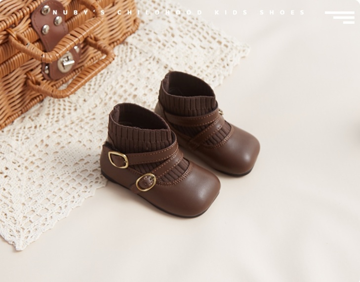 giày boot bốt cao cổ nữ giày bốt bé gái dây nịt thắt lưng khóa cài da pu