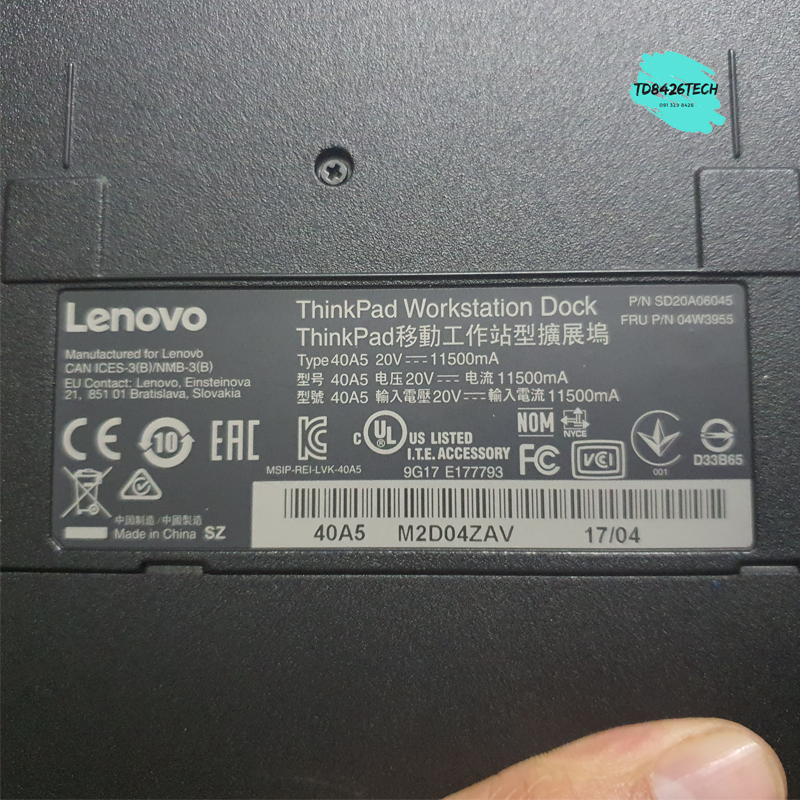 Dock Thinkpad 40A5 – Thinkpad Workstation Dock 40A5 - Docking Station Thinkpad dùng cho Thinkpad P70, P71, P50, P51