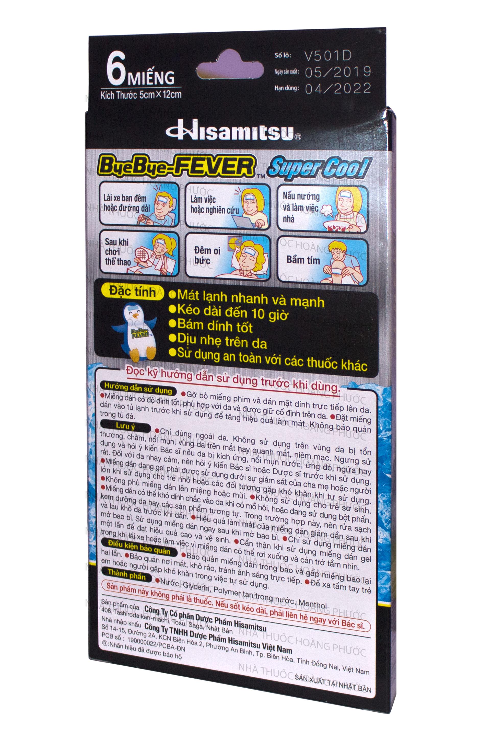 [HCM]Miếng dán hạ sốt Bye Bye Fever Super Cool Hộp 6 Miếng