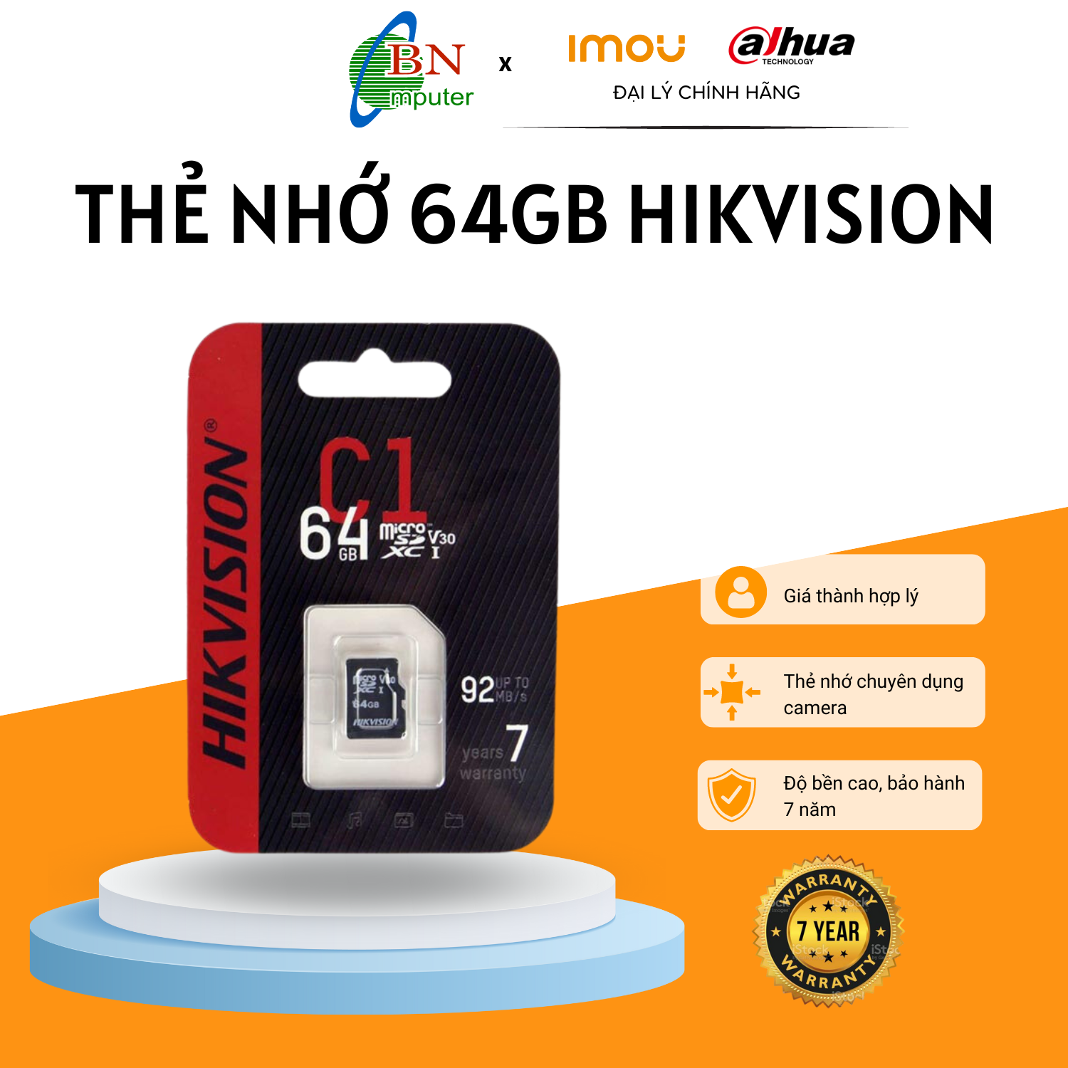 Thẻ nhớ Micro SD 64GB HIKVISION dùng cho điện thoại, camera