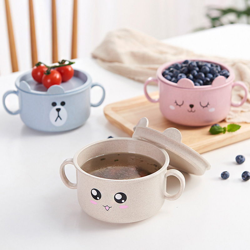 (Tặng Thìa Và Dĩa )Khay Ăn Dặm Lúa Mạch Chia Ngăn Hình Thỏ  KIDOTA