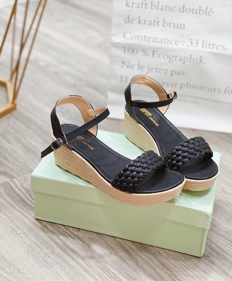 Giày sandal đế xuồng 5p quai đan bính DX002