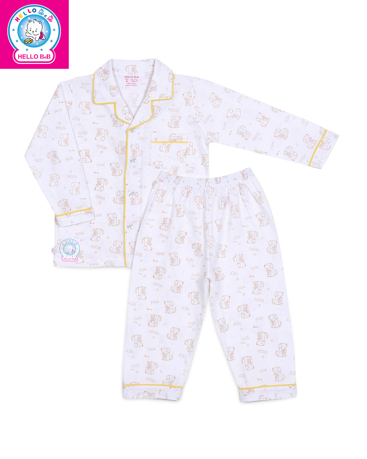 BỘ PYJAMAS BÔNG DÀI BÉ TRAI 0187- HELLO BnB (hình in ngẫu nhiên)
