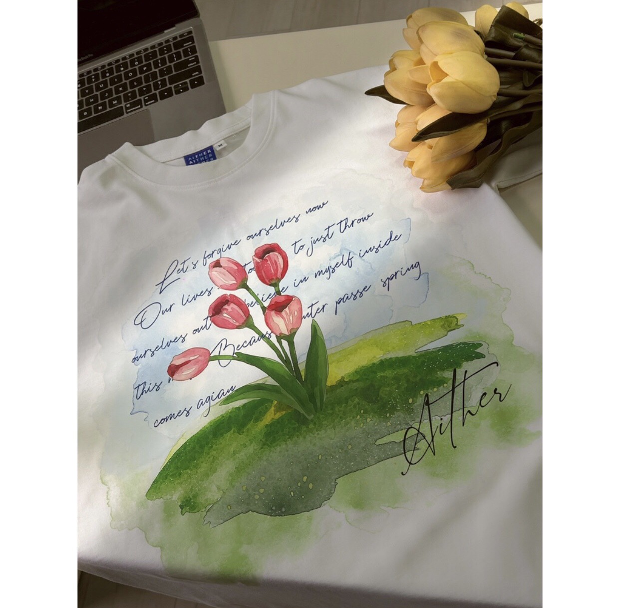 AITHER STUDIO ÁO thun Tulip tee cao cấp unisex form rộng