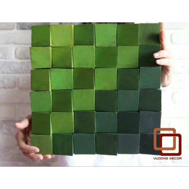 Tranh gỗ trang trí 3D XANH GRADIENT (Wood mosaic) - (KÍCH THƯỚC 30x30 và 50x50cm)