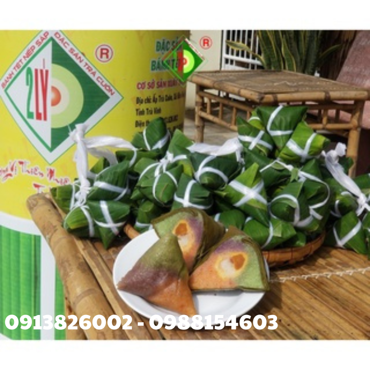 Bánh Ú Ba Màu nhân mặn (Bánh ú Sắc)  [Bánh tét Trà Cuôn Hai Lý tại Trà Vinh]