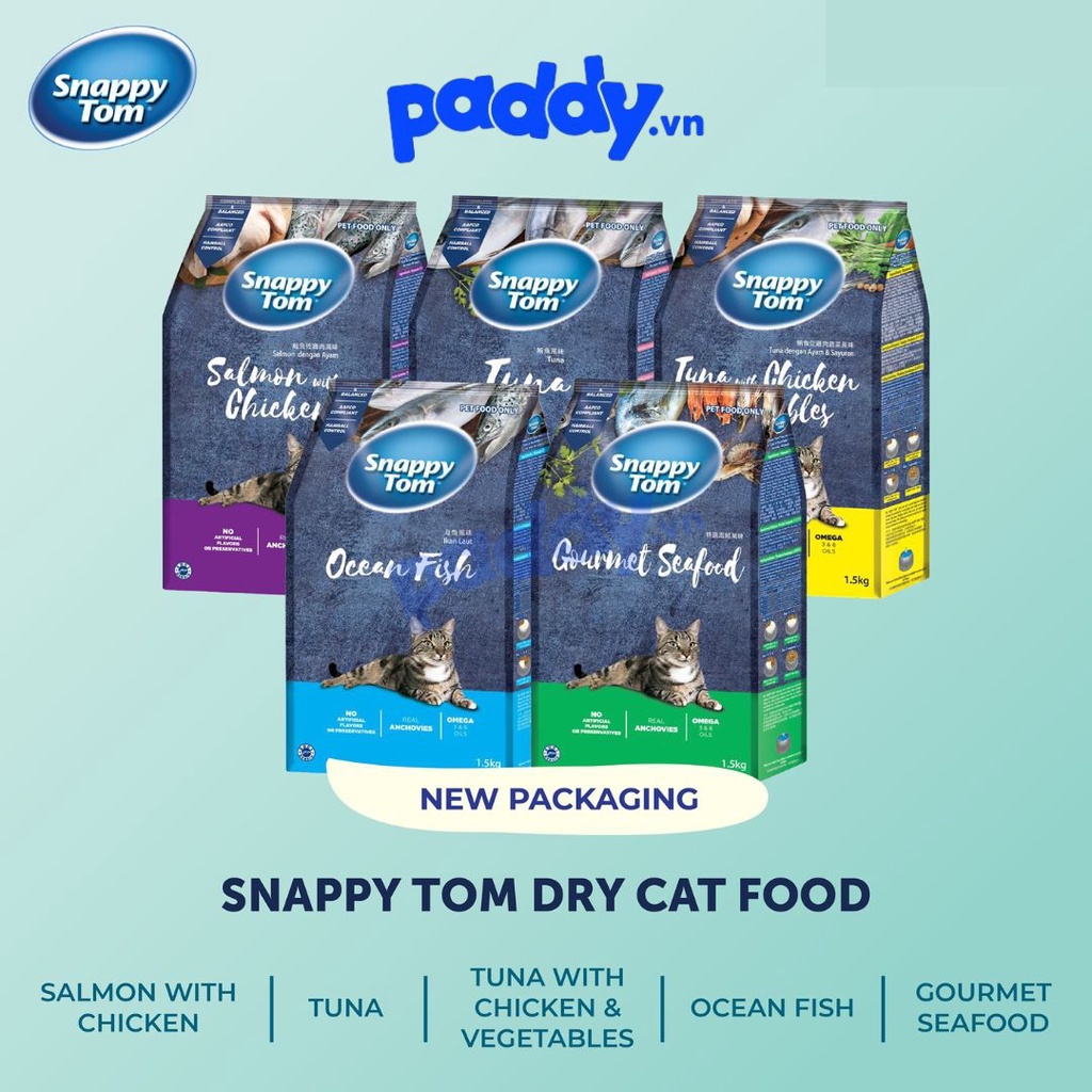 [8kg] Thức Ăn Hạt Cho Mèo Snappy Tom Mix Cá Sấy