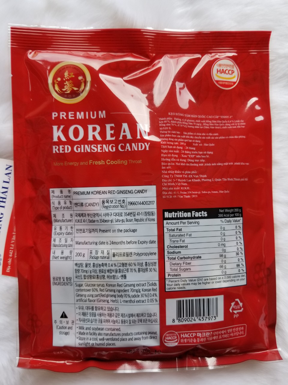 Kẹo Hồng Sâm Hàn Quốc cao cấp 200g- Kẹo sâm