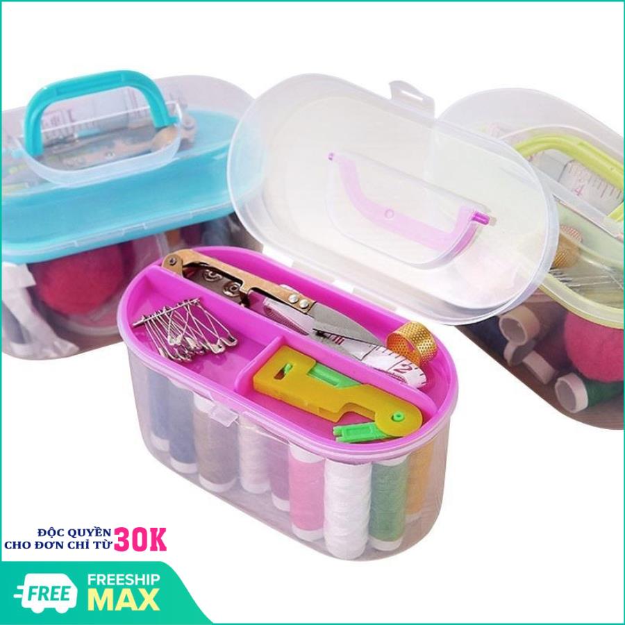 Bộ kim chỉ, dụng cụ may vá đa năng M8 - Hộp kim chỉ gia đình tiện dụng kèm hộp đựng tiện ích- Hộp kim chỉ đa năng tiện dụng, hộp kim chỉ may vá quần áo.