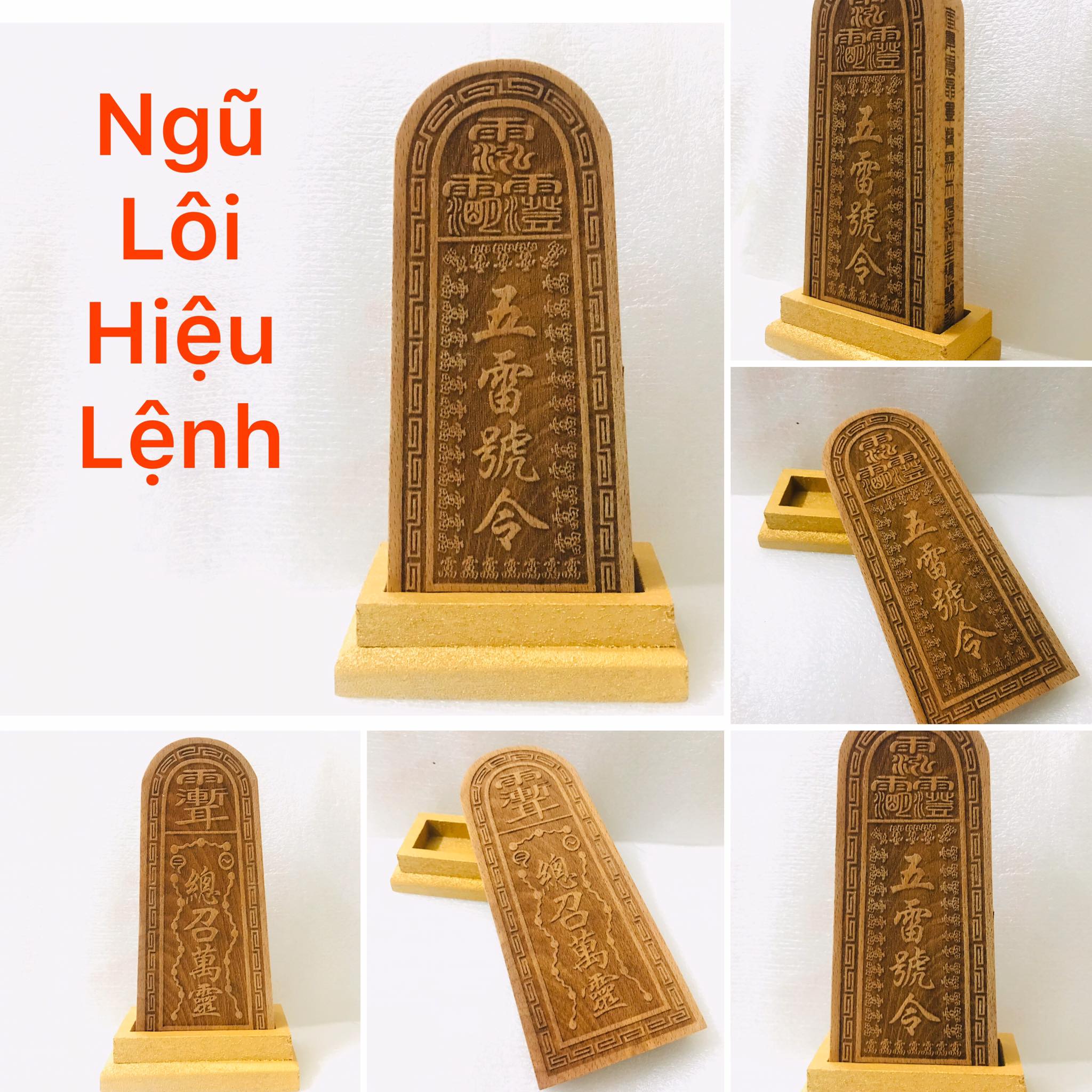 Hiệu Lệnh gỗ đào Ngũ Lôi Hiệu Lệnh tặng kèm đế đựng