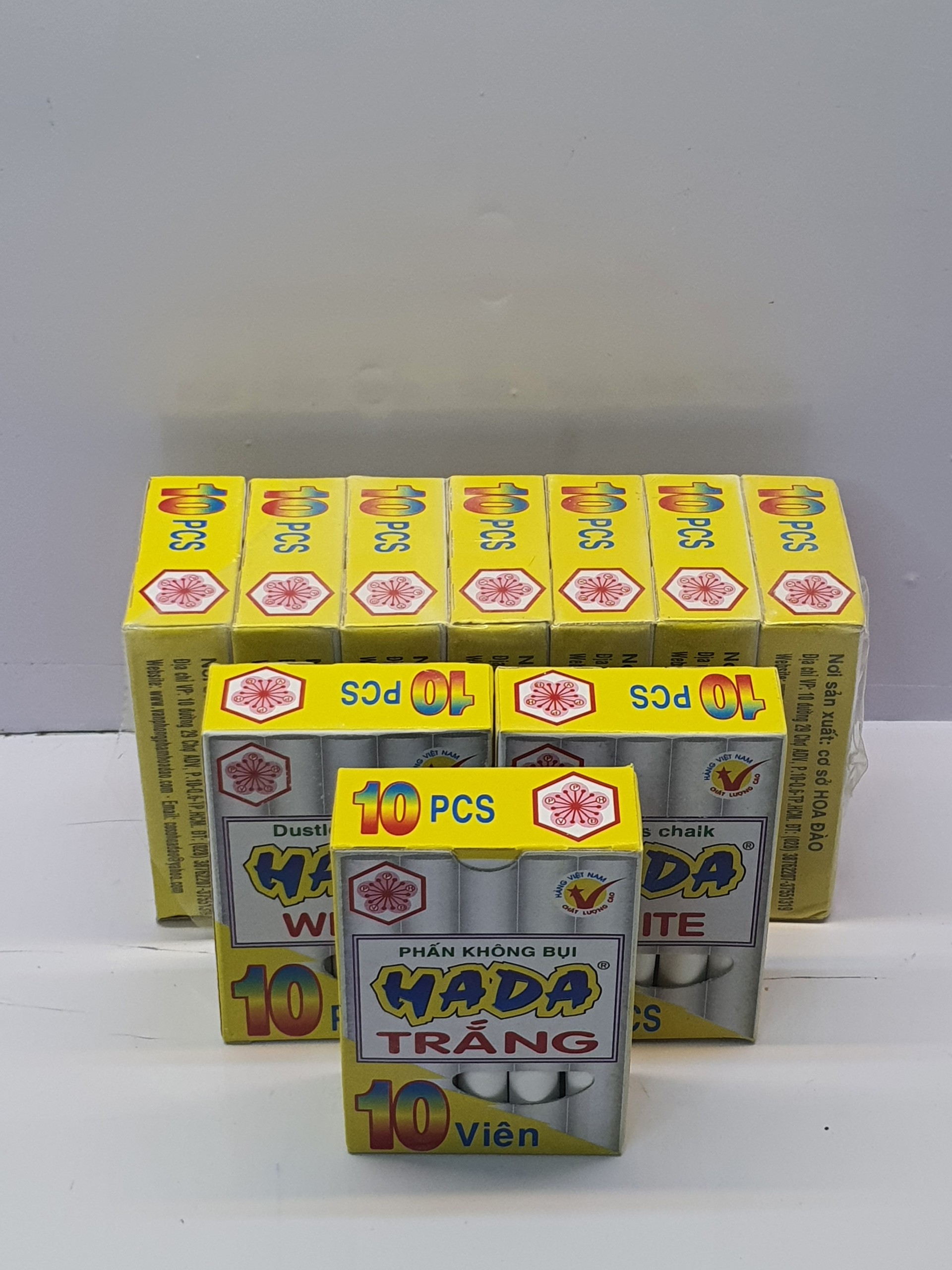Phấn viết bảng Trắng - Phấn không bụi HADA (10 viên)