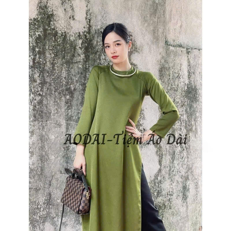 Bộ áo dài chifon 4 tà màu hồng sen