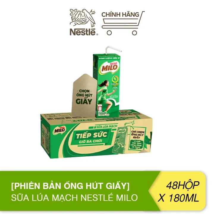 (Chỉ Giao Siêu Tốc 2H)Thùng 48 Hộp Sữa Lúa Mạch Nestlé® Milo 180ml (12x4x180ml)