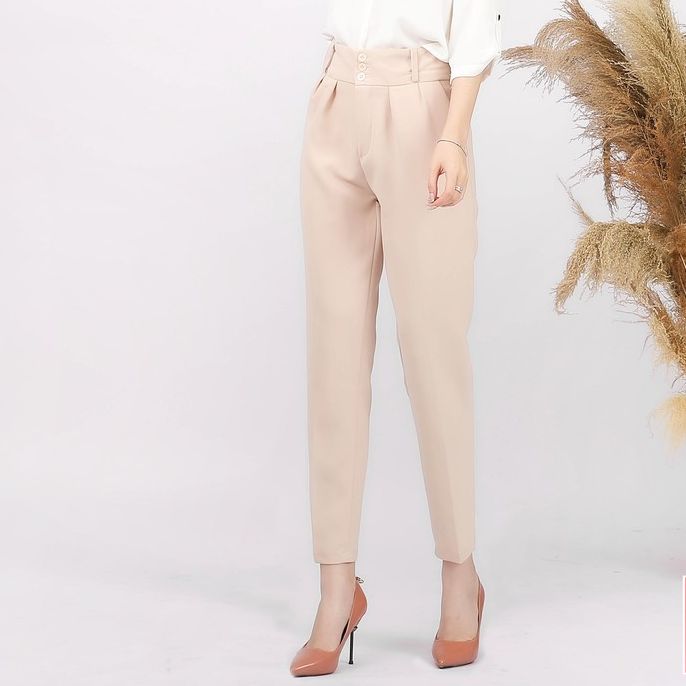 Quần baggy nữ công sở cạp cao 3 khuy