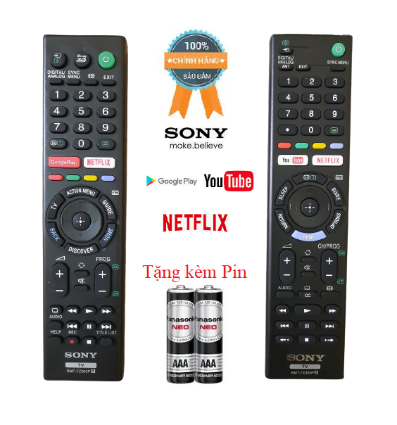 Điều khiển tivi Sony RMT- TX300P,TZ300P Hàng đẹp Logo Sony mạ bạc cao cấp, Hàng xuất Malaysia 100% Tặng kèm Pin