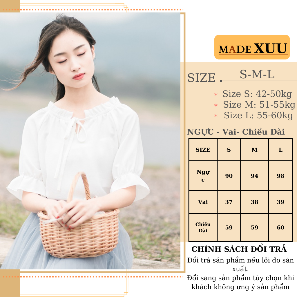 Áo sơ mi nữ cổ bèo thắt nơ tay lỡ chất vải lụa đẹp SP10