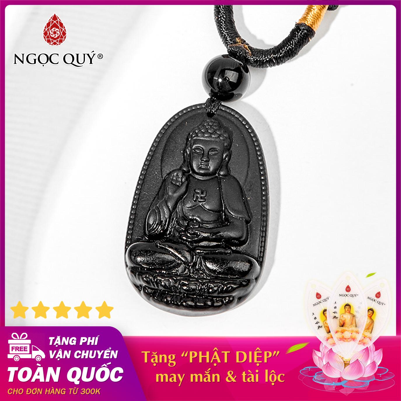 [HCM][ĐÁ THẬT 100%] Mặt dây chuyền Phật A Di Đà đá Obsidian Phật bản mệnh cho tuổi Tuất Hợi 3.6 x 2.3cm (TẶNG DÂY ĐEO) - Ngọc Quý Gemstones