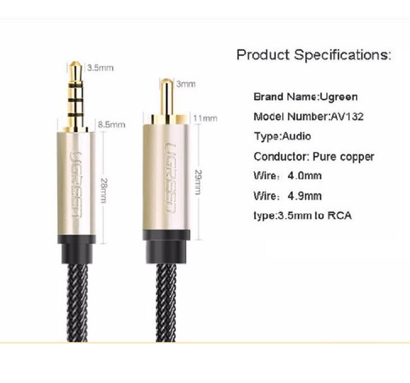 Cáp Audio 3.5mm Digital to Coaxial 3M Ugreen UG-20734