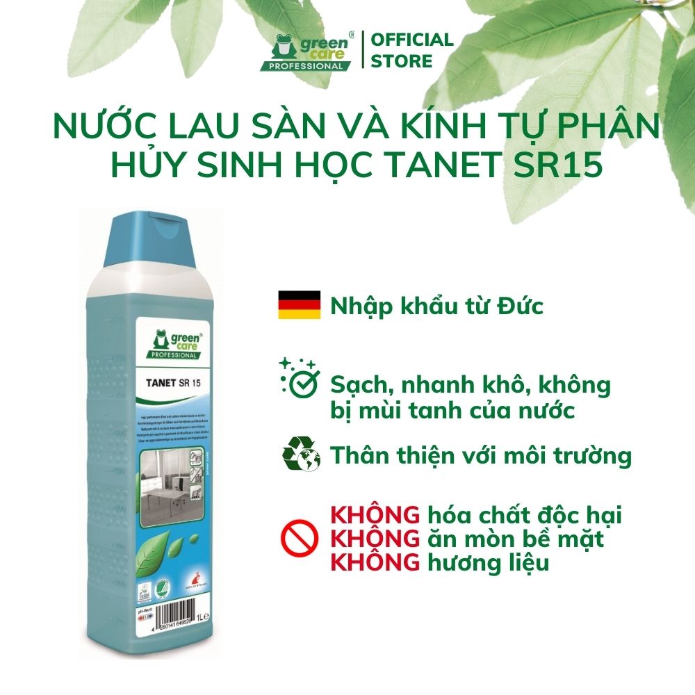 Nước lau sàn tự phân hủy sinh học TANET SR 15 NHẬP KHẨU ĐỨC an toàn gia đình trẻ em lau sàn siêu sạch, nhanh khô, không để lại mùi tanh của nước