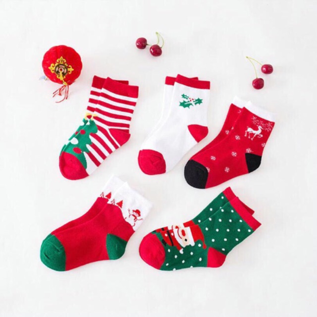 Combo 10 Đôi Tất Họa Tiết Noel Giáng Sinh Ngộ Nghĩnh Đáng Yêu Cho Bé