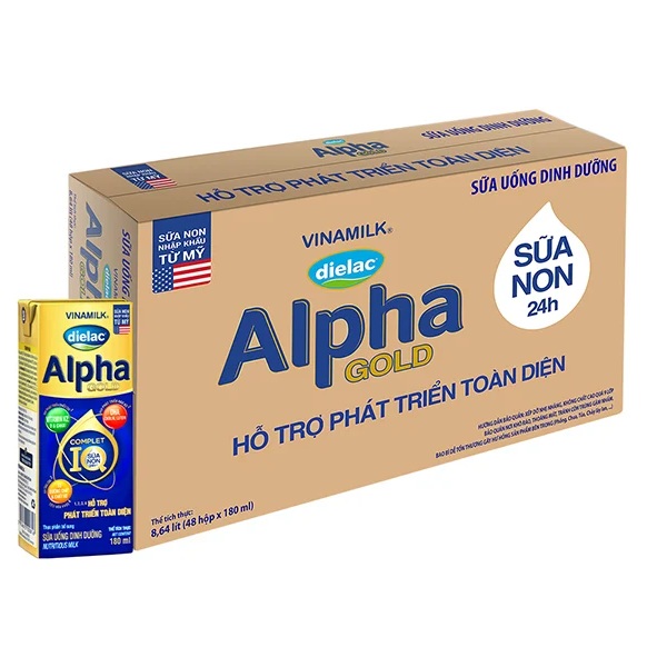 Thùng 48 hộp sữa bột pha sẵn vinamilk dielac alpha gold iq 180ml