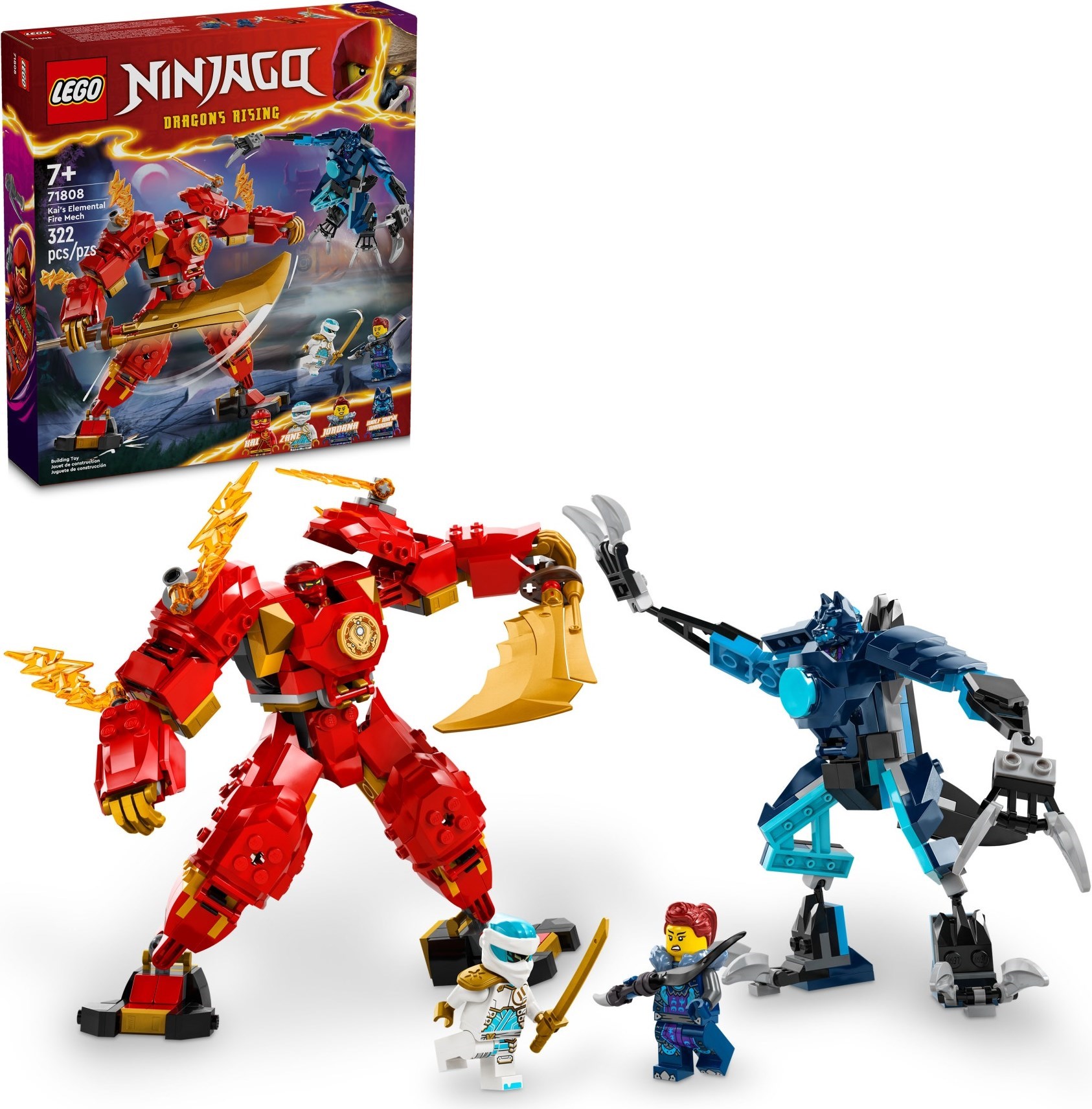 71808 lego ninjago dragons rising season 2 kai's elemental fire mech - đồ chơi lắp ráp chiến giáp lửa của kai 2024