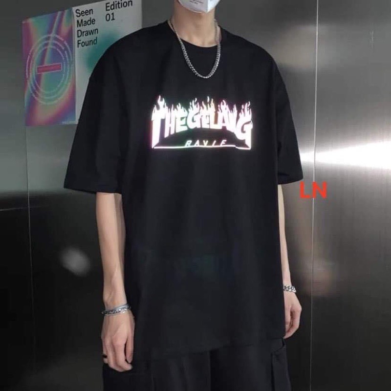[FREESHIP] [Mã WASTUP5 giảm 10% tối đa 20K đơn 99K] áo thun phản quang 7 màu chữ lửa THEGelang ln