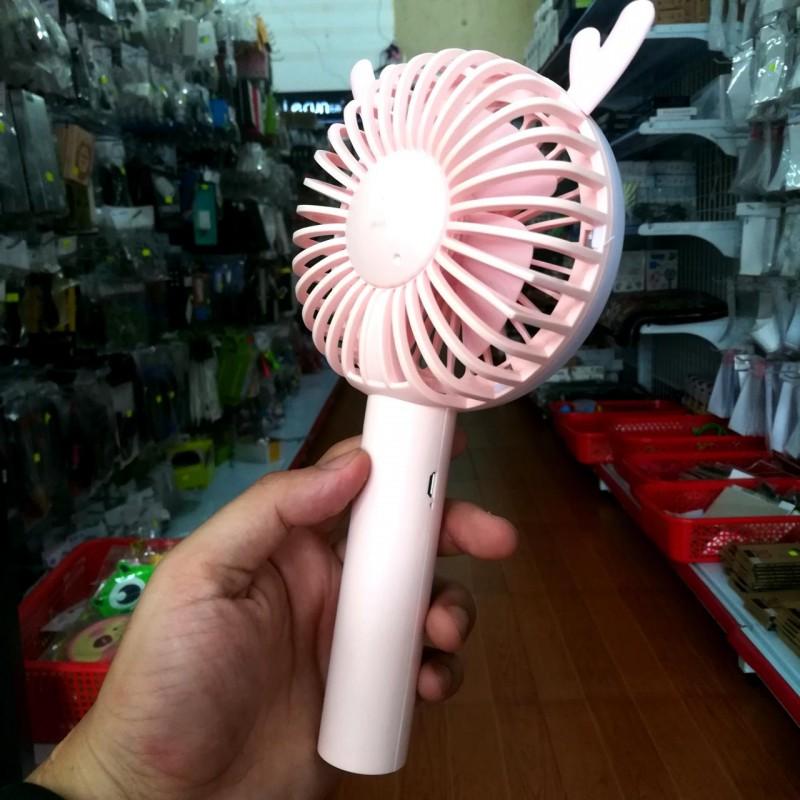 QUẠT MINI CẦM TAY CÓ ĐẾ [ 2 CHẾ ĐỘ GIÓ + LED] - CÓ DÂY SẠC