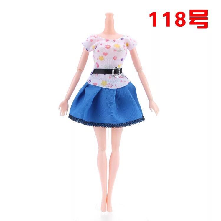 Đầm búp bê 30 cm - xanh trắng