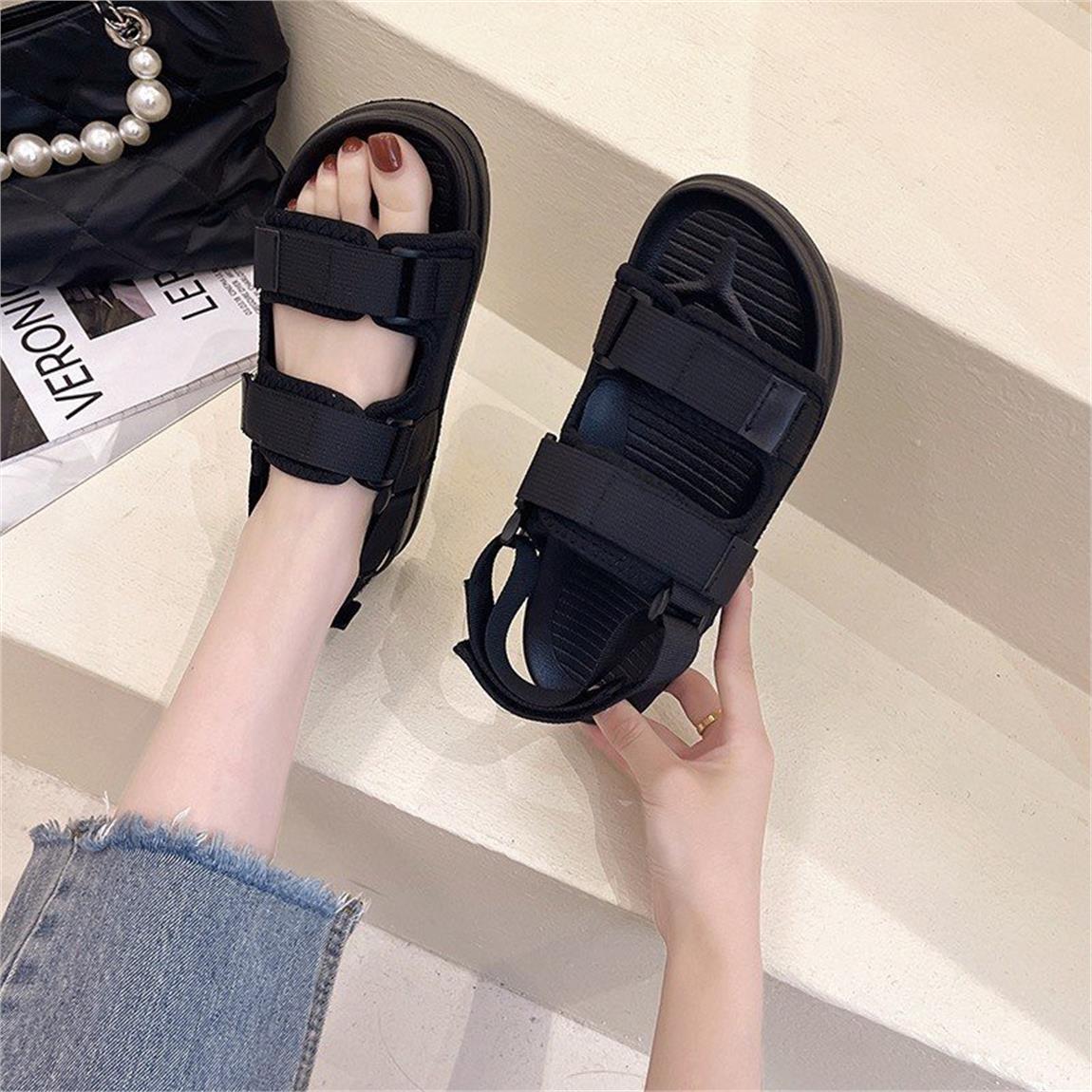 Giày sandal nữ mwc 2991 - sandal 2 quai ngang quai dán đế bằng thời trang