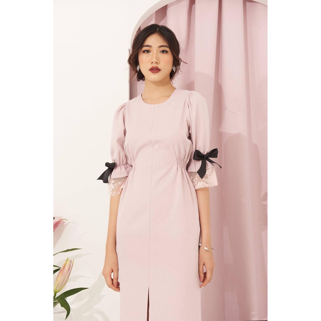 Rập - Đầm Hồng Tay Ren Nhún Eo - PASTEL 06