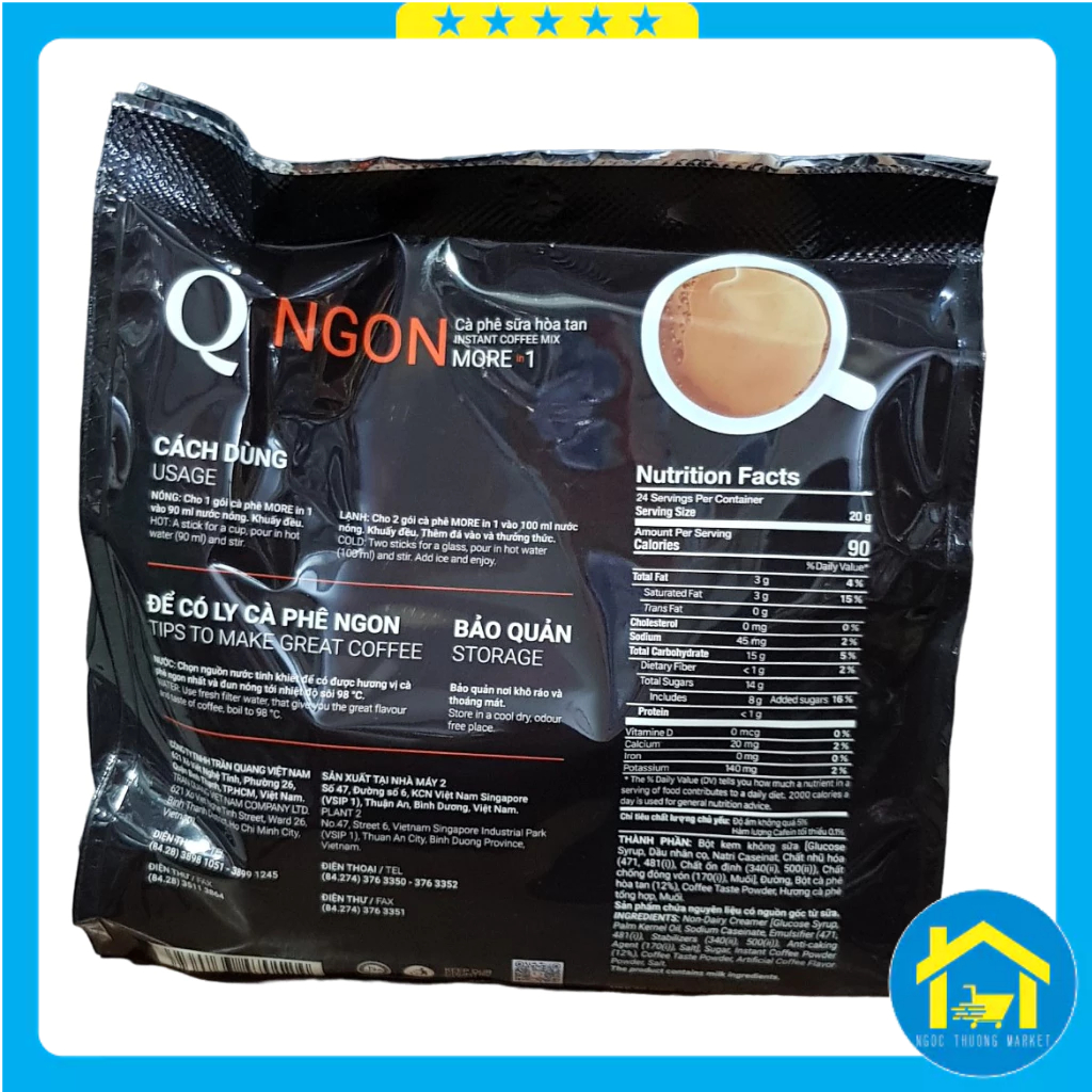 Cà phê NGON Trần Quang 480g (24 gói x 20g)