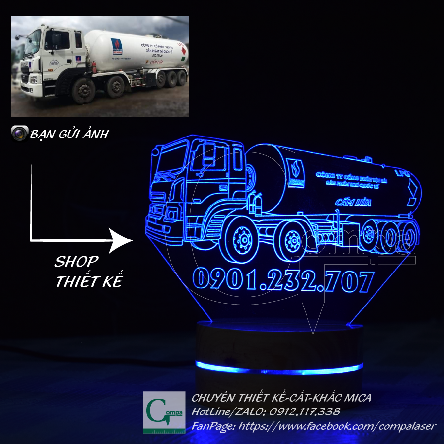 LED lamp Mica 3D shape car truck, Ben, pull head design according to the requirements