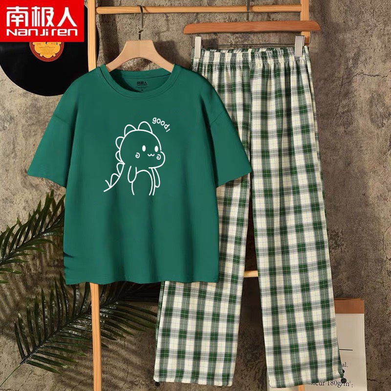 Sét áo khủng long good quần kẻ xanh
