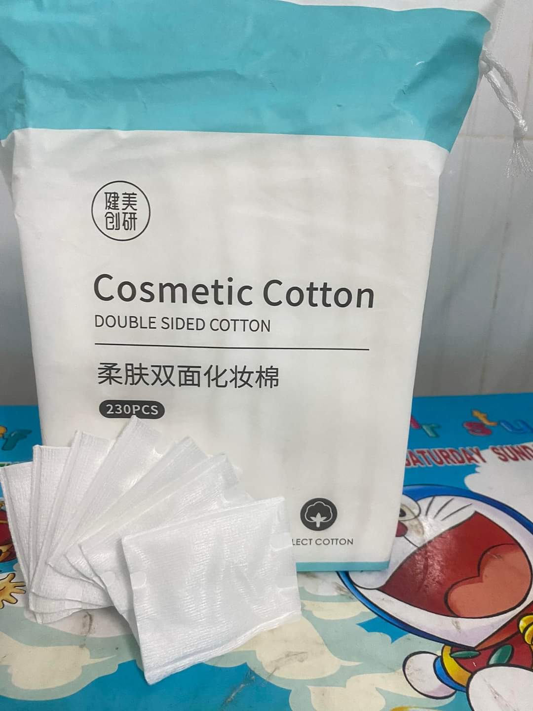 Bông tẩy trang cotton 2 mặt 3 lớp làm mềm da 230 miếng, không rụng xơ vải, không chất huỳnh quang