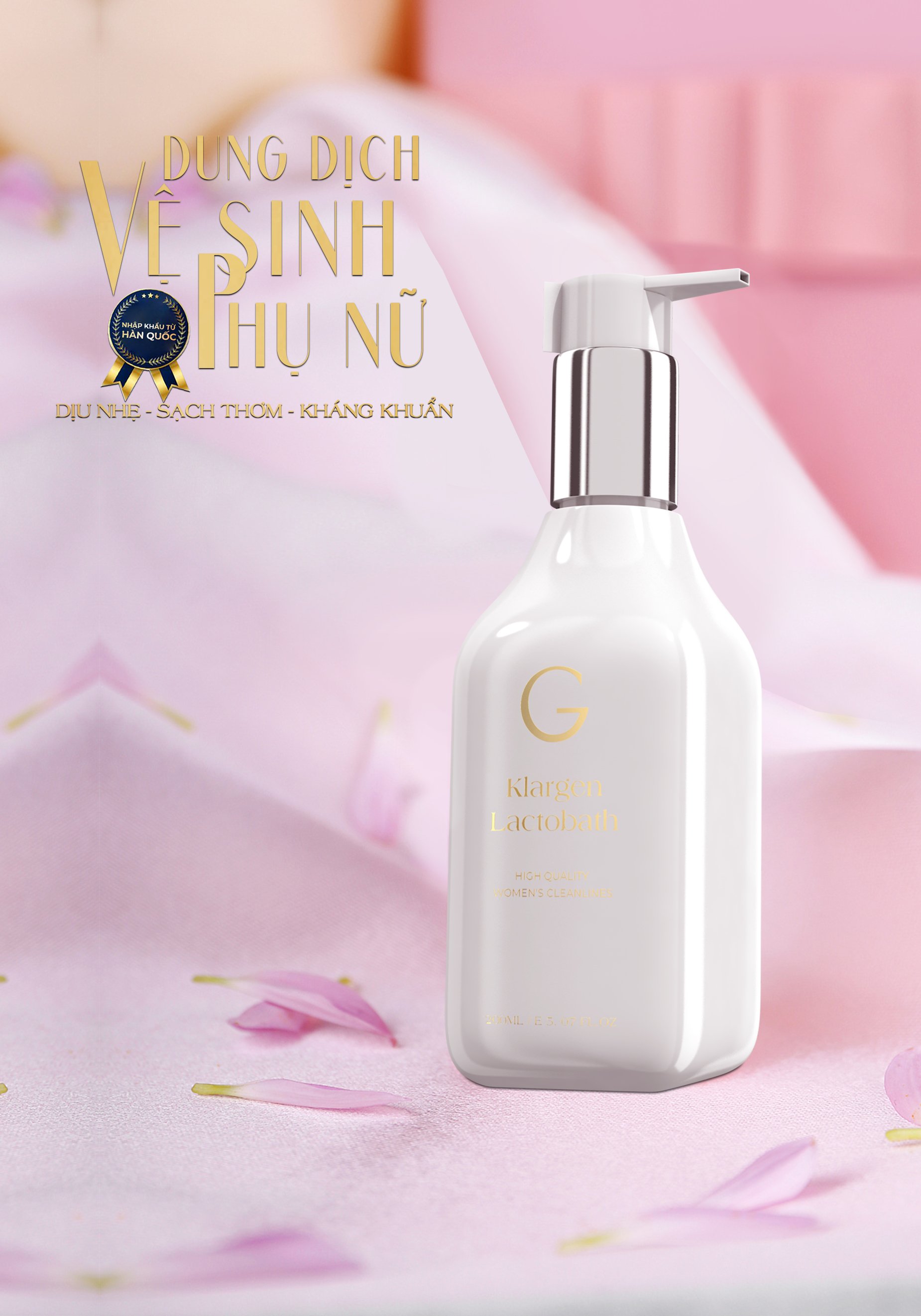 Dung Dịch Vệ Sinh dịu nhẹ mềm da Hàn Quốc , GCELL Kháng Khuẩn, Khử Mùi, Sảng Khoái. Klargen Lactobath 200ml